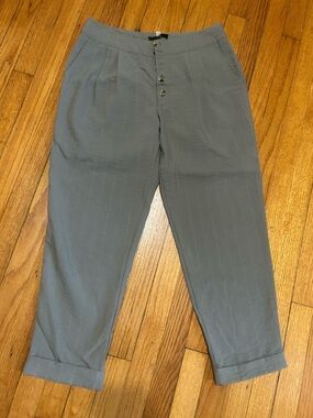 Women's Final Touch Sage 100% Rayon Cuffed Tapered Leg Pants L Career